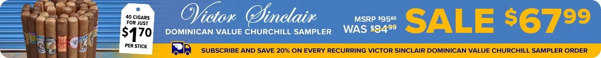 Claim Now Victor Sinclair Churchill Sampler Sitewide Banner