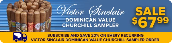 Claim Now! Victor Sinclair Churchill Sampler Sitewide Banner