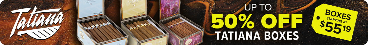 Up to Half Off Tatiana Boxes Banner